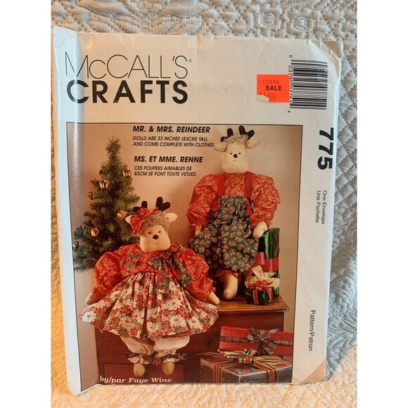 McCall's Mr Mrs Reindeer Doll Sewing Pattern 755 - uncut - Picture 1 of 3